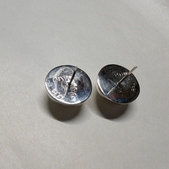 Vintage silver 925 ball circle large earrings - Picture 2 of 2